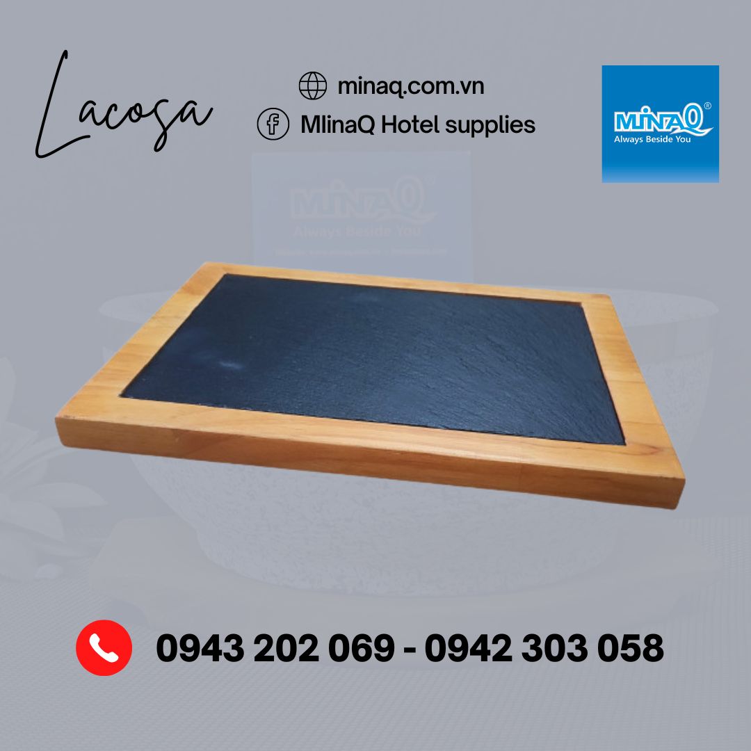 Khay đá đen trưng bày món ăn chính  hãng Lacosa