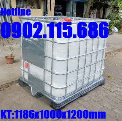 Bôn, Tanhk nhựa 1000 lít có khung sắt 1186x1000x1200 mm