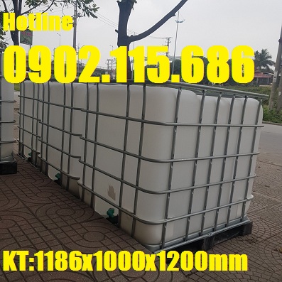 Bôn, Tanhk nhựa 1000 lít có khung sắt 1186x1000x1200 mm