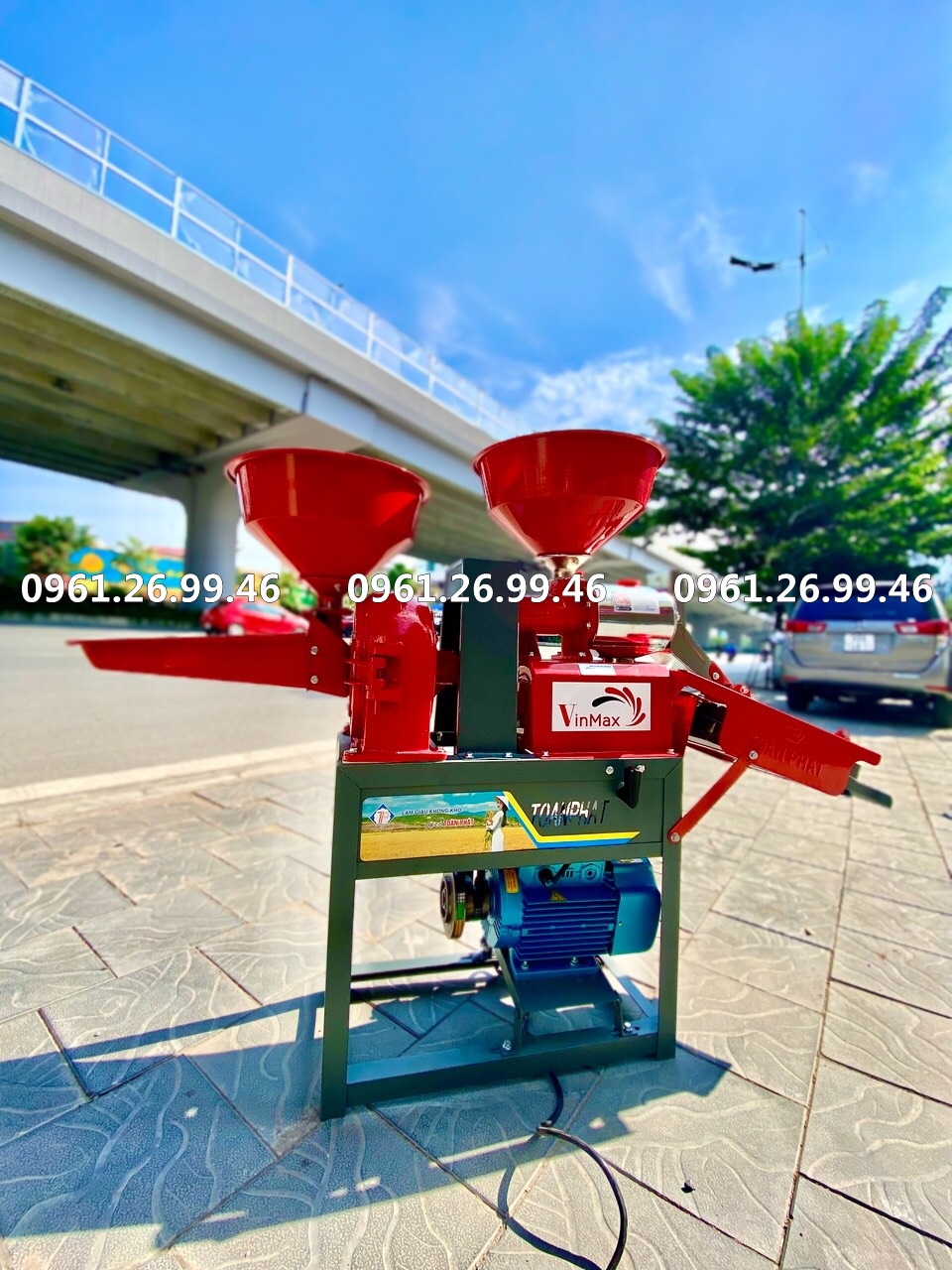 Máy xát gạo gia đình 3 chức năng sàng rung lọc sạn 3 cấp