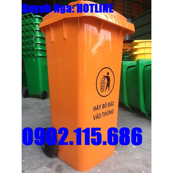 Thaungf rác nhựa 80l, thùng rác 2 bánh 80l