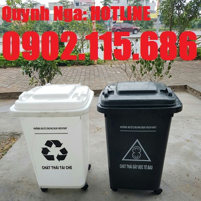 Thaungf rác nhựa 80l, thùng rác 2 bánh 80l