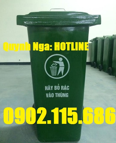 Thaungf rác nhựa 80l, thùng rác 2 bánh 80l