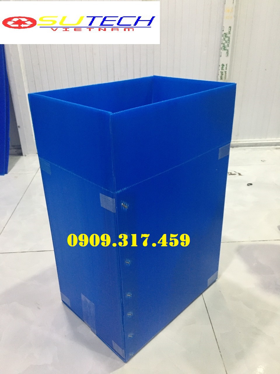 Thùng nhựa danpla carton (mì gói), không có tay cầm, keo chịu lực