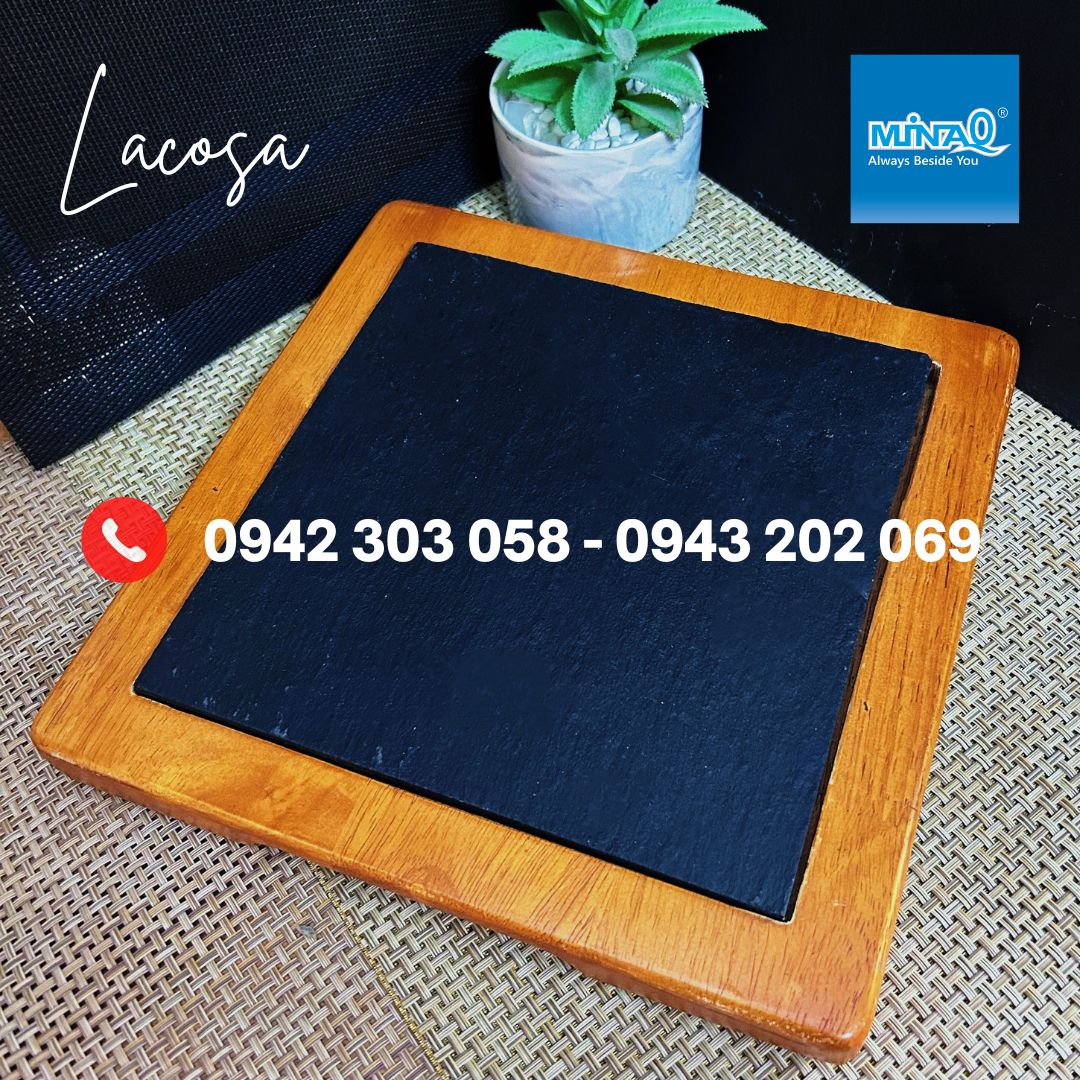 Đĩa đá đen, khay đá đen vuông trưng bày Lacosa