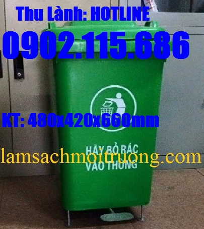 Thùng rác 60 lít đạp chân, thùng rác nhựa 60 lít