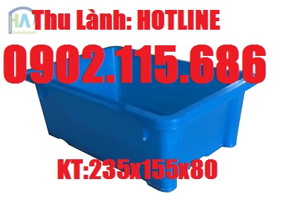 Thùng nhựa đặc H80, hộp nhựa HDPE kt:235x155x80