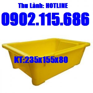 Thùng nhựa đặc H80, hộp nhựa HDPE kt:235x155x80