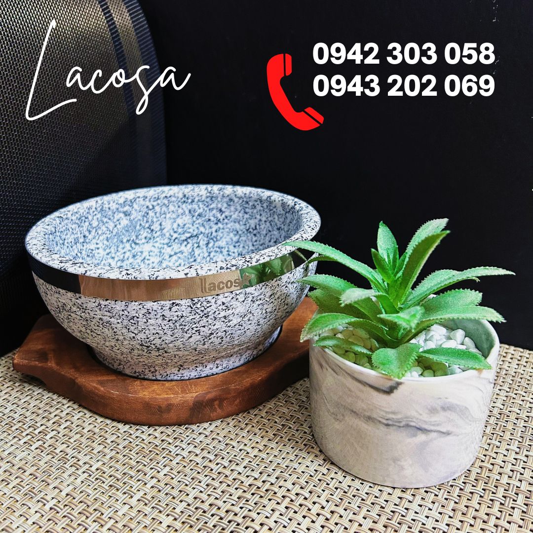 Tô đá nóng ăn phở chính hãng Lacosa kèm đế gỗ
