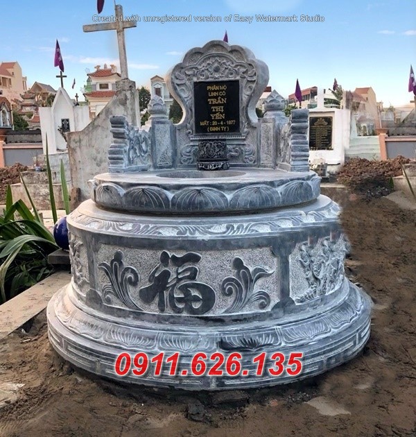 15583 an giang mộ bằng đá điêu khắc tròn đẹp bán