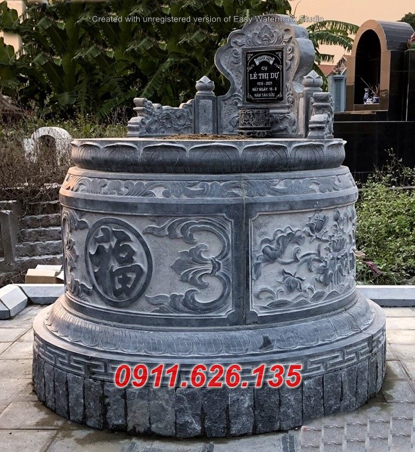 15583 an giang mộ bằng đá điêu khắc tròn đẹp bán
