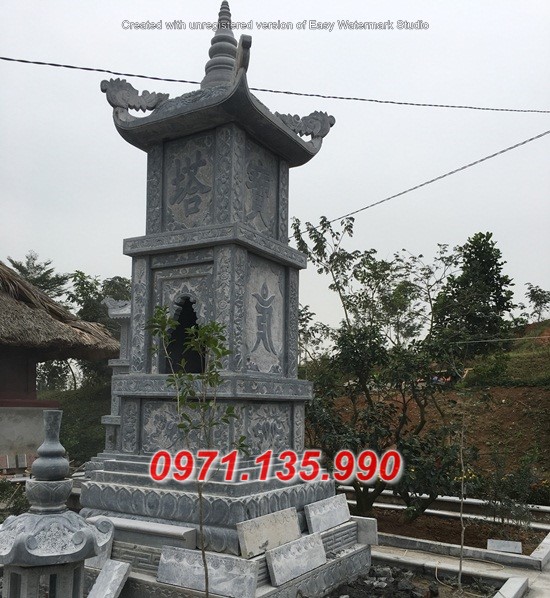 20815 Bến Tre mộ tháp bằng đá đơn giản đẹp bán