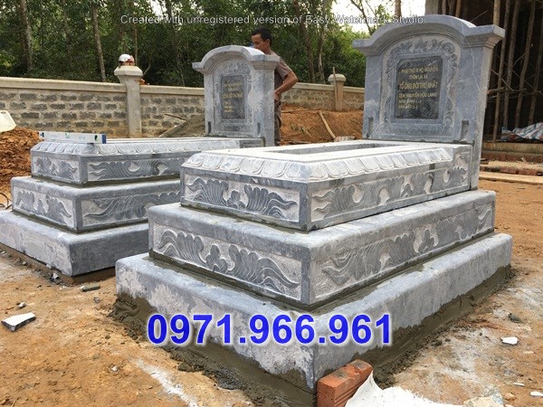 Mộ Đá Khối Tam Cấp Giá Không Mái Phong Thủy Uy Tín