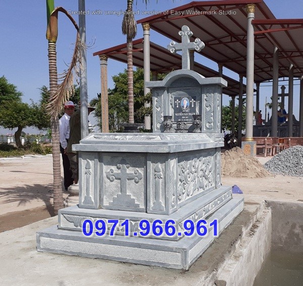 Mộ Đá Khối Tam Cấp Giá Không Mái Phong Thủy Uy Tín