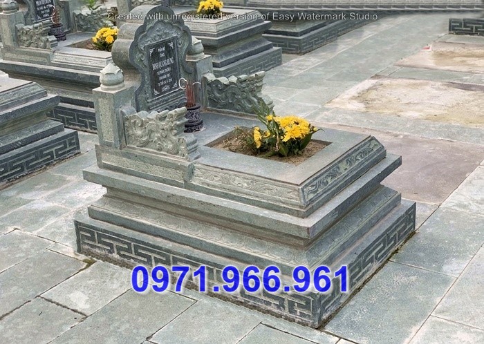 Mộ Đá Khối Tam Cấp Giá Không Mái Phong Thủy Uy Tín
