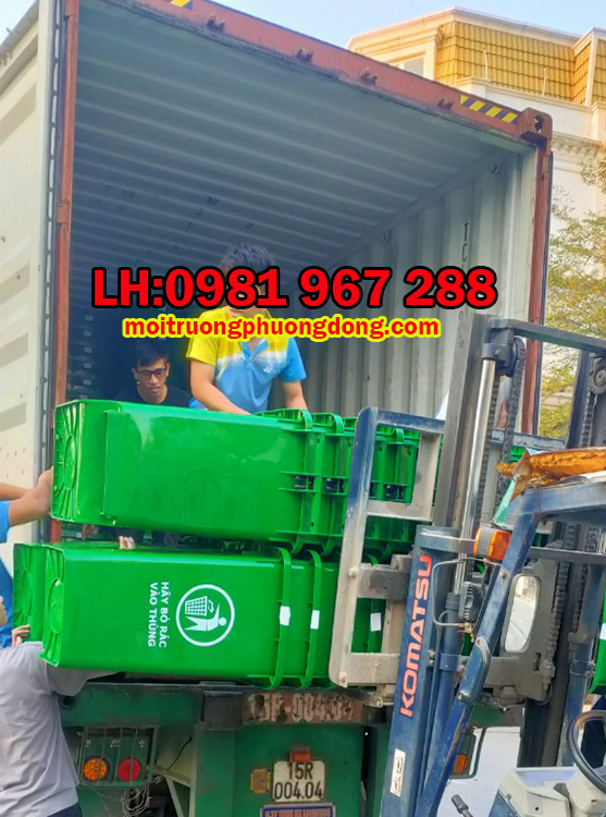 Thùng rác nhựa 120 lít ngoài trời công cộng