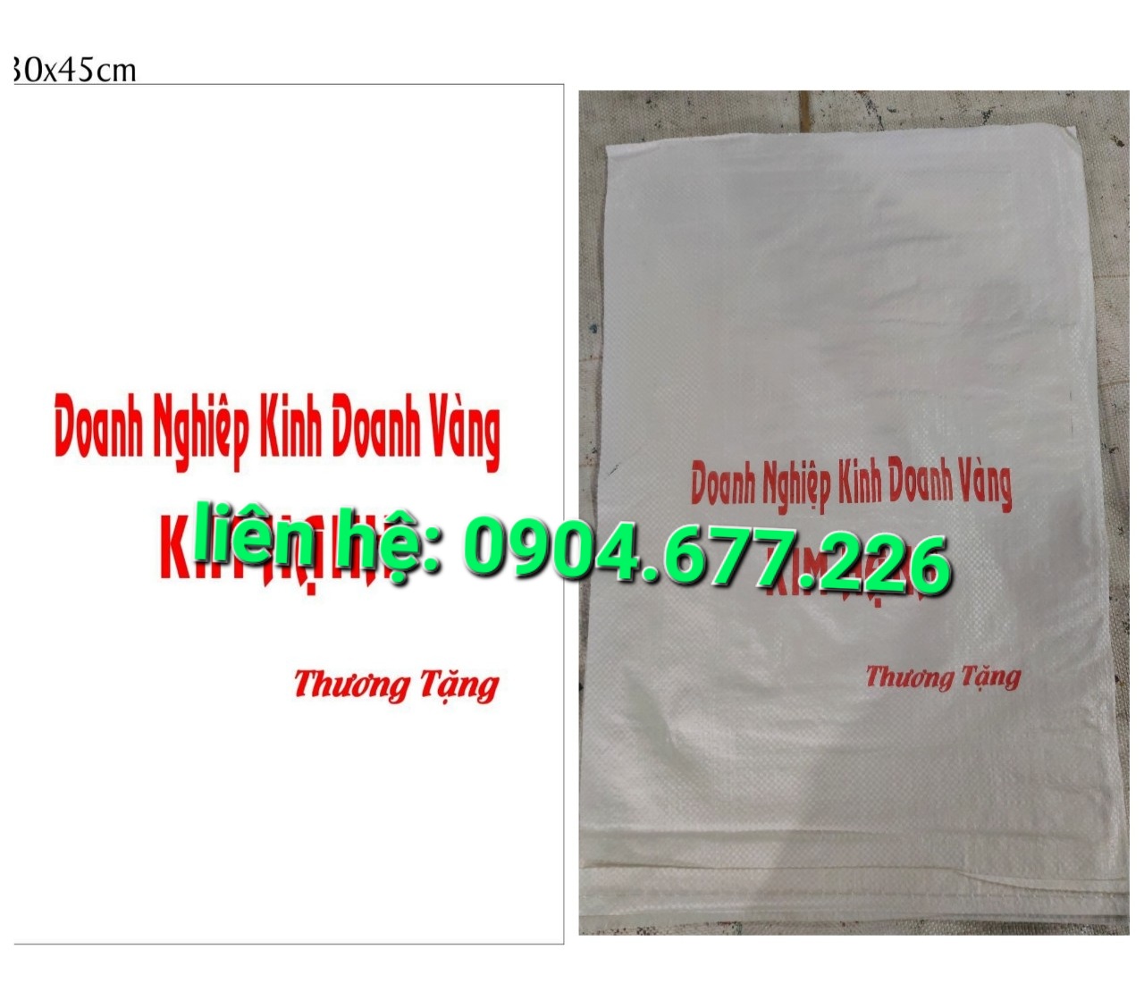 Bao pp dệt, bao đựng bột mì, gạo 10kg, thiết kế file miễn phí