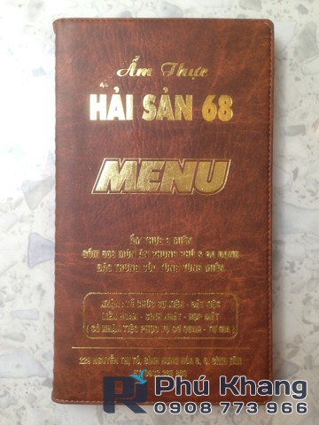 Cơ sở sản xuất bìa menu da, làm bìa menu lá nhựa giá rẻ