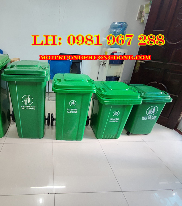 Bán thùng rác nhựa 80 lít công cộng màu xanh
