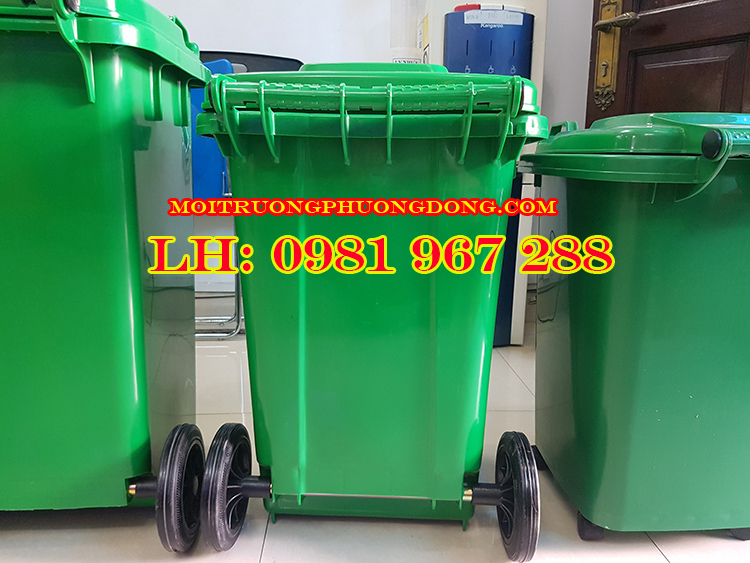 Bán thùng rác nhựa 80 lít công cộng màu xanh
