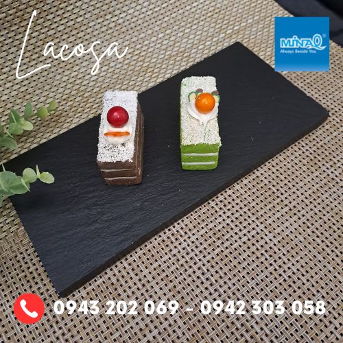 Đĩa đá đen, khay đá đen chụp ảnh món ăn Lacosa