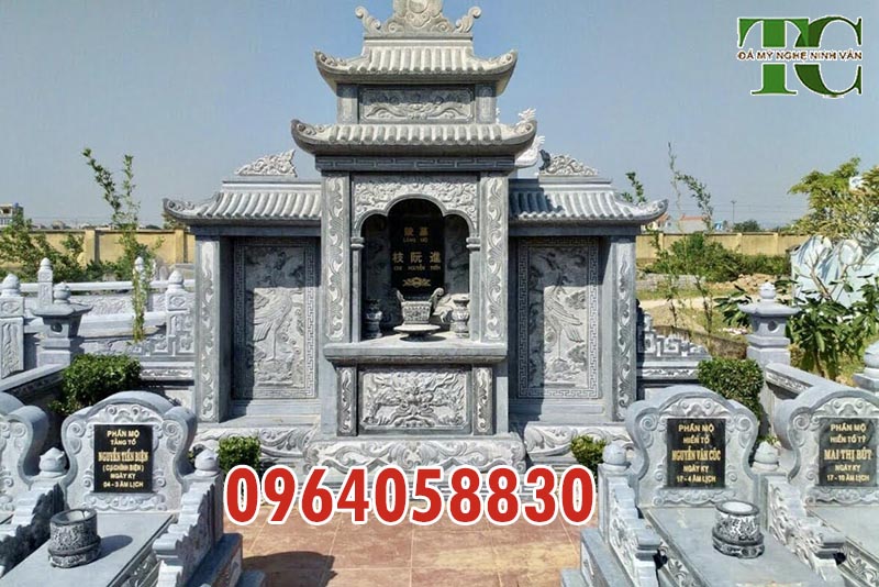lăng thờ đá xanh rêu cao cấp lắp đặt tại Thái Bình