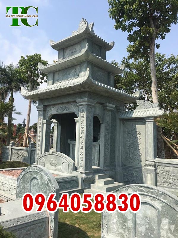 lăng thờ đá xanh rêu cao cấp lắp đặt tại Thái Bình
