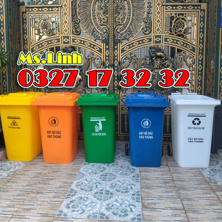 Thùng rác 120 lít nhựa HDPE có bánh xe Minh KHang