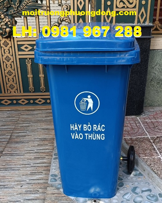 Bán thùng rác nhựa 120L màu xanh giá rẻ taị Miền Bắc
