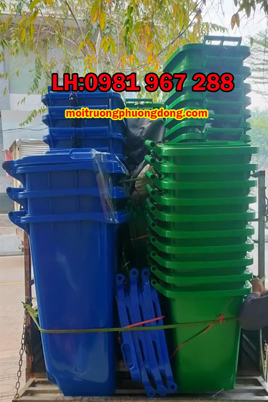 Bán thùng rác nhựa 120L màu xanh giá rẻ taị Miền Bắc