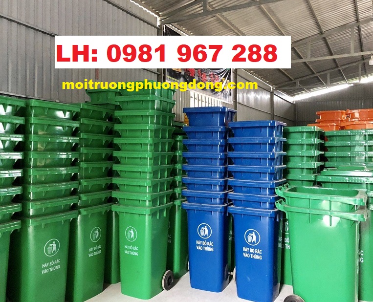 Bán thùng rác nhựa 120L màu xanh giá rẻ taị Miền Bắc