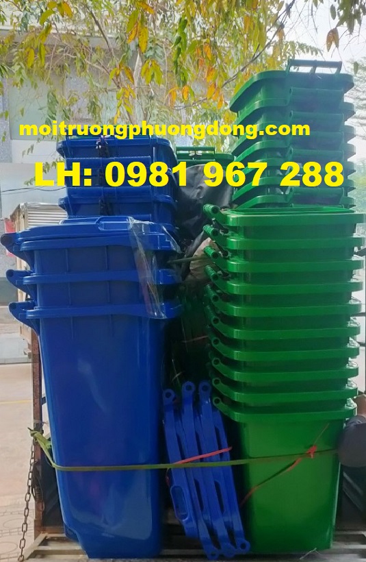 Bán thùng rác nhựa 120L màu xanh giá rẻ taị Miền Bắc