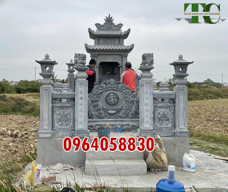 Xây khu lăng mộ đá đơn giản diện tích nhỏ Thái Bình