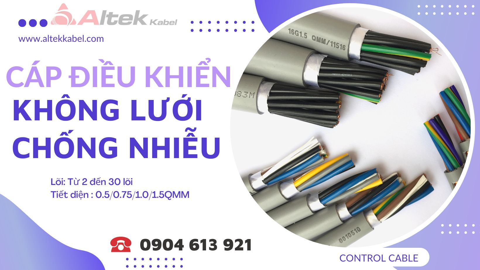 Cáp điều khiển không lưới chống nhiễu Altek kabel