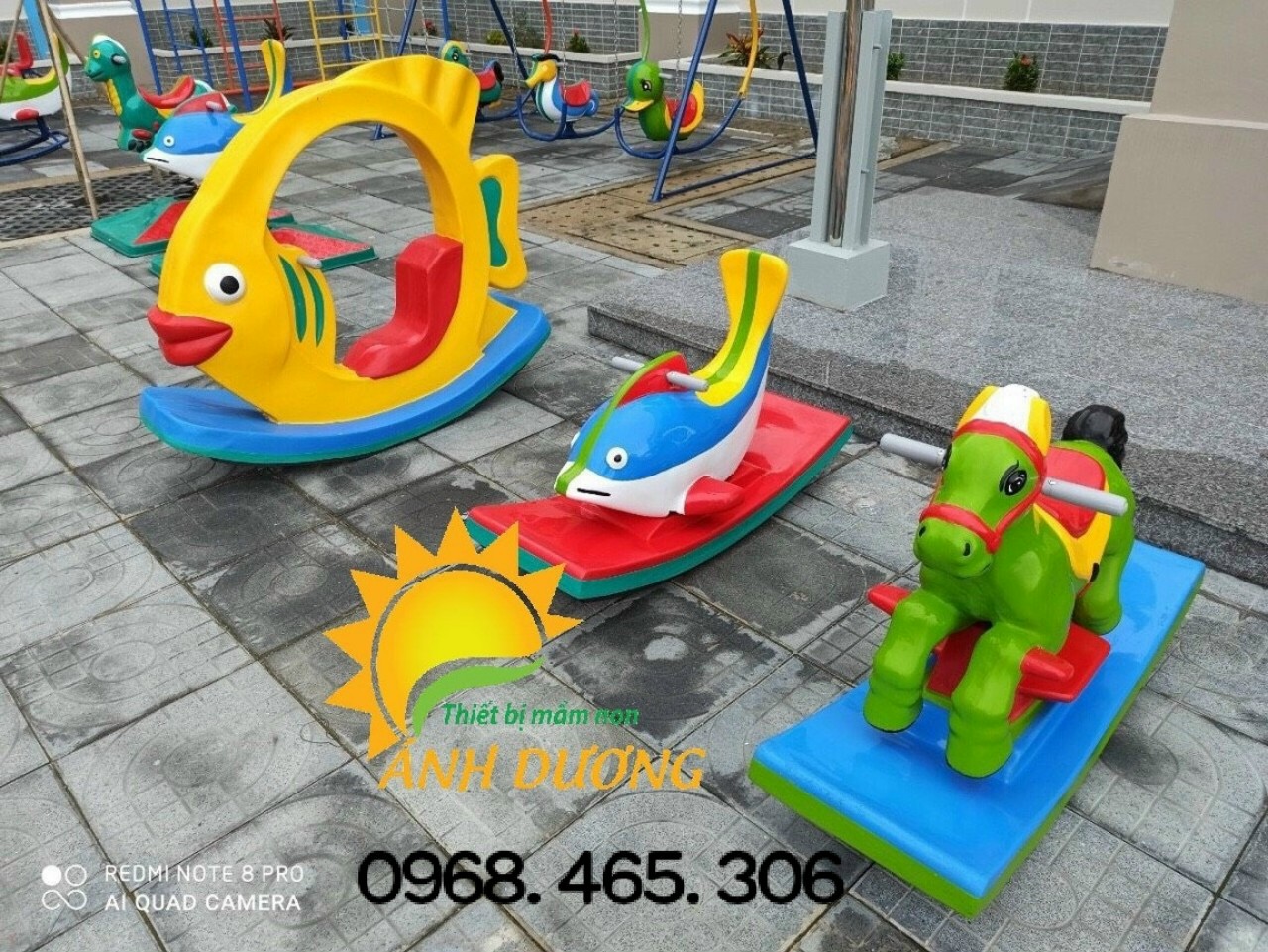 Bập bênh đôi hình gà, ngựa bằng nhựa composite