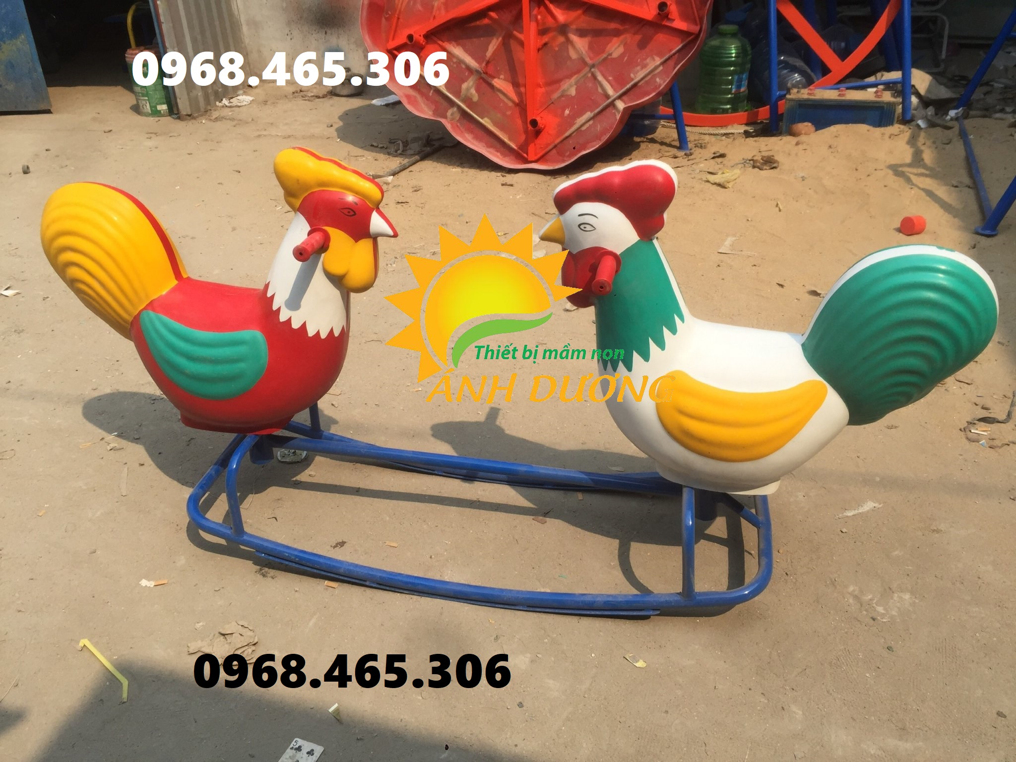 Bập bênh đôi hình gà, ngựa bằng nhựa composite
