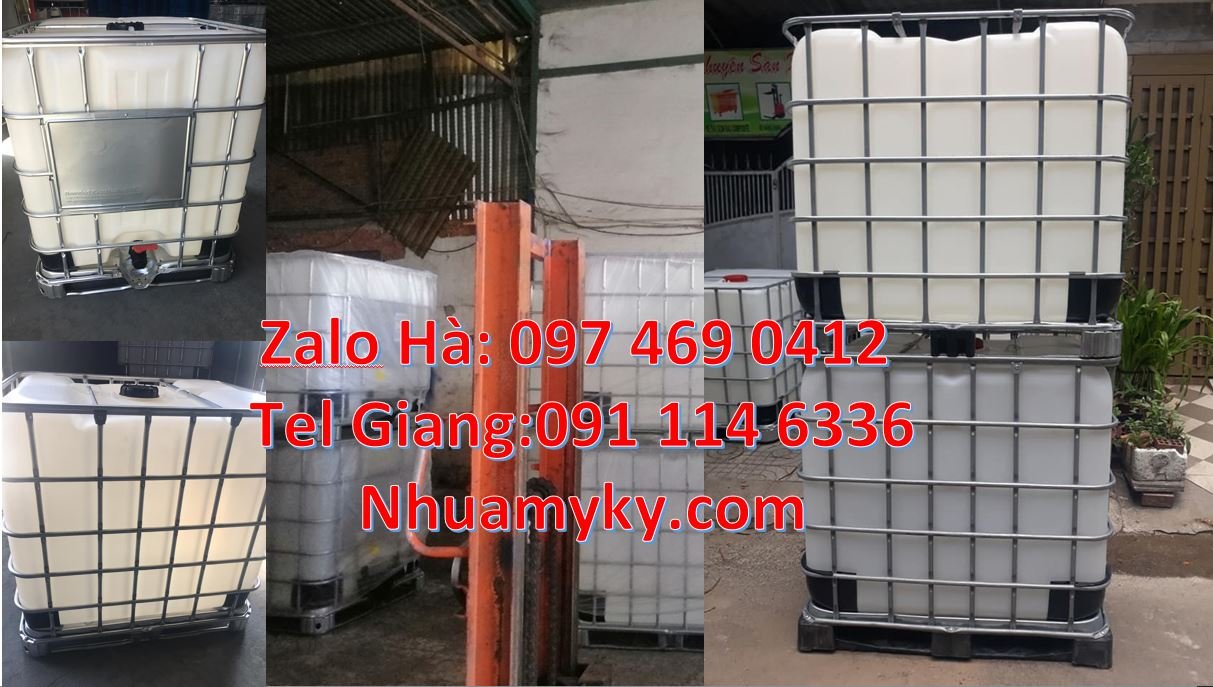 bộn nhựa vuông 1000 lít đựng phân bón,tank 1000 lít đựng chất phụ gia