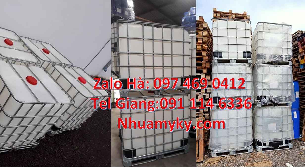 bộn nhựa vuông 1000 lít đựng phân bón,tank 1000 lít đựng chất phụ gia
