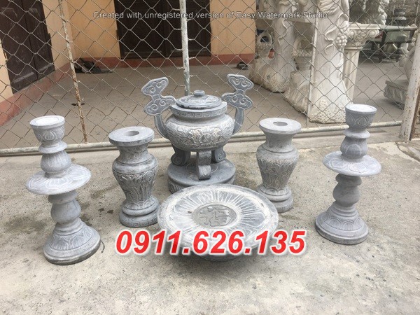 Mẫu Bộ Bát Lư hương Đá Đẹp Bằng Đá Xanh Nguyên Khối