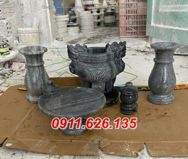 Mẫu Bộ Bát Lư hương Đá Đẹp Bằng Đá Xanh Nguyên Khối