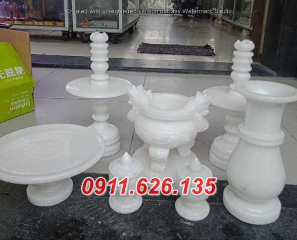 Mẫu Bộ Bát Lư hương Đá Đẹp Bằng Đá Xanh Nguyên Khối