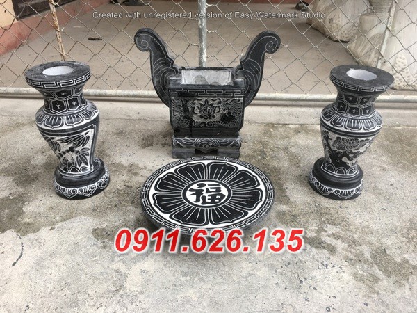 Mẫu Bộ Bát Lư hương Đá Đẹp Bằng Đá Xanh Nguyên Khối