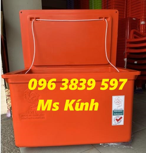 Thùng đá Thái Lan 130 lít có chân nắp liền giữ lạnh lâu - 0963839597