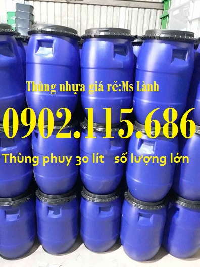 Thùng phuy nhựa 30 lít, thùng phuy nắp mở 30 lít