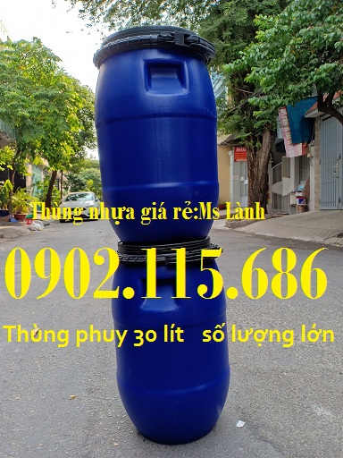 Thùng phuy nhựa 30 lít, thùng phuy nắp mở 30 lít