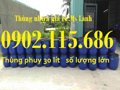 Thùng phuy nhựa 30 lít, thùng phuy nắp mở 30 lít