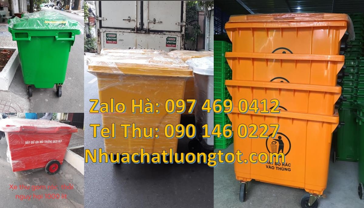 xe thu gom rác.xe chở rác 1000l xe chờ rác công nghiệp 660l giá rẻ nha