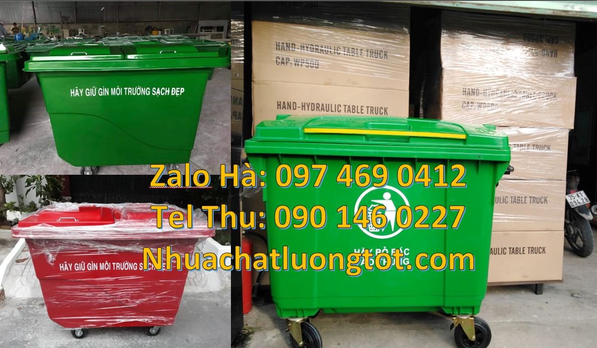xe thu gom rác.xe chở rác 1000l xe chờ rác công nghiệp 660l giá rẻ nha