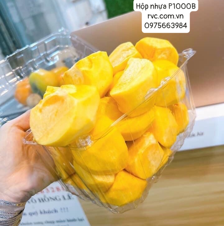 Hộp nhựa trong đựng trái cây cắt sẵn an toàn tiện lợi.