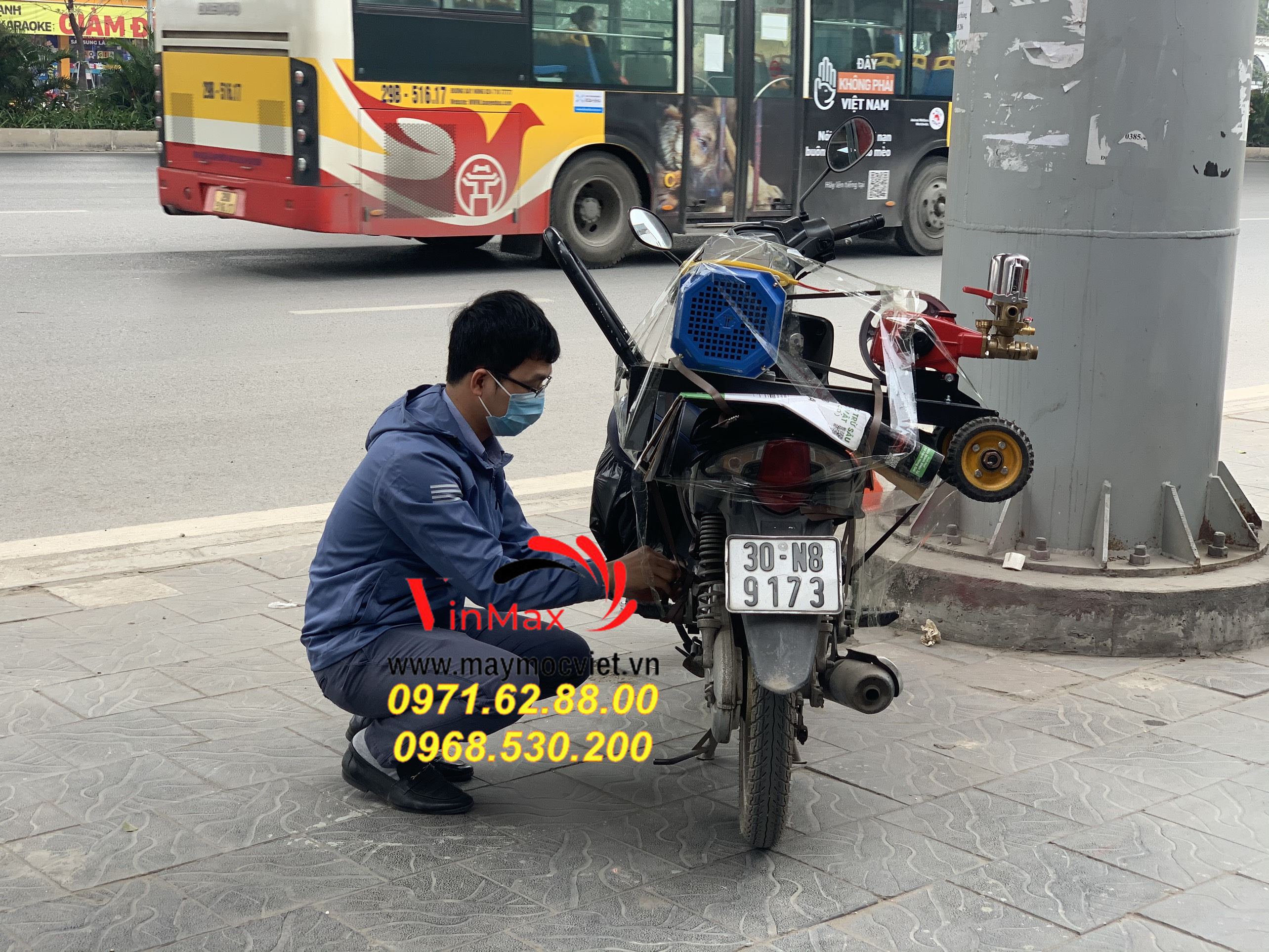 Máy phun thuốc dây đai 2hp xịt áp lực cao